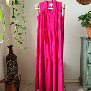 LILI SIDONIO Maxi Pink Cotton Sleeveless Dress